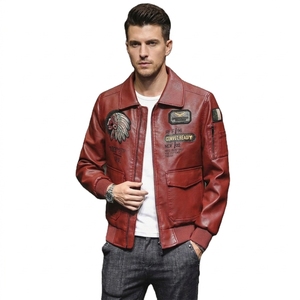 Blouson de baseball pour homme brodé en PU avec patchwork et lettres, respirant, imperméable et réversible - Product Image 1
