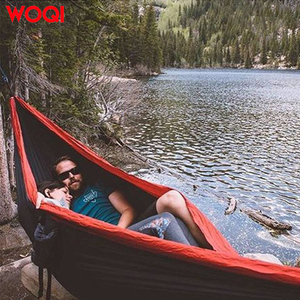 Woqi-hamaca doble de nailon para acampada, portátil, para árbol, paracaídas, con red contra insectos - Product Image 6