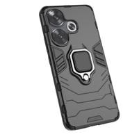 Étui de téléphone robuste antichoc avec anneau magnétique et béquille, design de luxe, estampage à chaud pour POCO F6 Pro/F6 Redmi