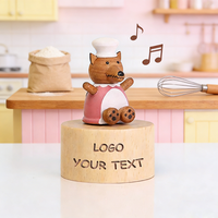 Boîte à musique en bois exquise avec loup et grand-mère, base rotative, boîte à musique Coldplay, décoration, cadeau, faible MOQ, en gros
