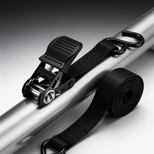 Sangles d'arrimage à cliquet DAJIA 1 po (25 mm) pour camion, 1 po x 15 pi (4,5 m), en matériau PES, avec crochets en J <span class=keywords><strong>et</strong></span> en S, sangle d'arrimage de cargaison certifiée GS, capacité de rupture 1000 kg - Product Image 1
