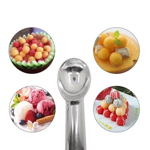 Cuchara para helado antiadherente, portátil, negra, de aluminio, para hacer bolas de melón, para masa de galletas, utensilios para helado - Product Image 1