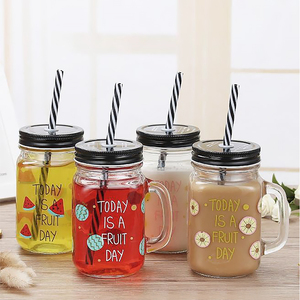 Bán Buôn Lưu Trữ Chai 500Ml 16Oz Vòng Salad Đóng Hộp Dưa Nước Sốt Gia Vị Thủy Tinh Mason <span class=keywords><strong>Jar</strong></span> Container Với Xử Lý Kim Loại Nắp - Product Image 2