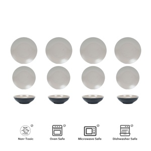 Juego de 12 Platos de Postre de Gres Moderno de Lujo Color Beige Claro, Vajilla de Alta Calidad Premium para Fiestas, Invitados y Cocina - Product Image 5