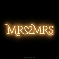 MR MRS Bandeaux LED Blanc Chaud Néon Lumineux en Forme de Cœur Étanche IP65 pour Décoration Murale de Mariage, Anniversaire de Couple, Fête d'Anniversaire