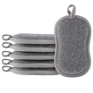 Esponja de limpieza de cocina de fibra de bambú de doble cara con forma de figura 8 para ollas y sartenes - Product Image 1