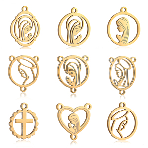 Colgantes Conectora de la Virgen María de 3 Agujeros, Pulidos a Espejo, de Acero Inoxidable, para Collares, Pulseras y Accesorios de Joyería - Product Image 1