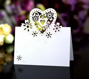 Cartoline MU eleganti per banchetti di nozze per banchetti di nozze biglietti da visita per feste decorazione da tavolo con taglio Laser a forma di cuore