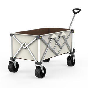 Carrito de Camping Plegable Portátil con Capacidad de Carga de 150 kg, Marco Metálico de Cuatro Ruedas, Color Marrón, Carrito de Almacenamiento para Exteriores, para Picnic y Viajes - Product Image 3