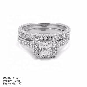 中国工厂批发花式珠宝925纯银戒指带新娘2件婚戒女式婚戒 - Product Image 4