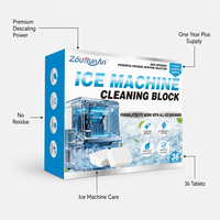 Bloc de nettoyage pour machine à glaçons ZouRunAn, 36 comprimés, fabrication OEM, étiquette privée, emballage personnalisé, capacité de production en vrac, approvisionnement en gros