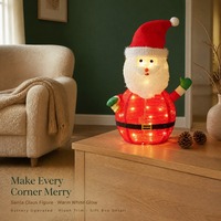 Figurine de Père Noël 45x70cm à piles avec corps en cordon tressé et LED blanc chaud, décoration de Noël pour la maison et les fêtes
