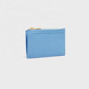 <span class=keywords><strong>Portacarte</strong></span> con cerniera in pelle a grana con Logo personalizzato <span class=keywords><strong>portacarte</strong></span> da donna con cerniera piccola in pelle nera con tre slot per schede - Product Image 2