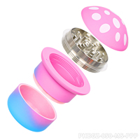 Puff Puff Pass Brand Series Broyeur de cigarettes en plastique en alliage de zinc à 4 couches Rainbow Color Spray Paint Frosted Champignon