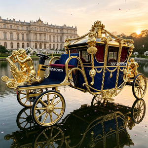 ZOWN Electric Sculpture Styles Customized Color <b>Amusement</b> Rides Royal Horse Carriage Wedding Four Wheel Horse Wagon <b>Outdoor</b> - Product Image 1