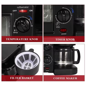 Máquina de desayuno 3 en 1 para el hogar, 110V/220V, multifunción, mini horno, cafetera, para uso en hoteles y exteriores, eléctrica. - Product Image 5
