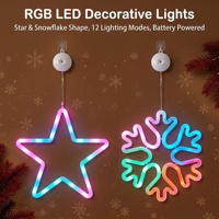 Lampe à ventouse en forme de flocon de neige, étanche IP44, alimentée par batterie, lampe néon pour fenêtre intérieure, décoration murale pour fête de Noël