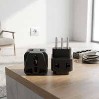 Adaptor Perjalanan Universal 10A 2 Stopkontak Tipe-J Konektor 110-250V Grounding CE untuk Hitam Putih ABS+Tembaga
