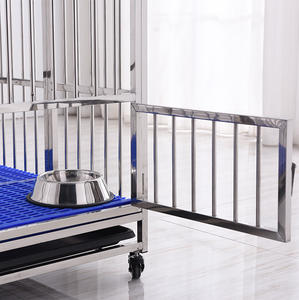 Caja plegable para perros de acero inoxidable de alta calidad con perrera para mascotas de patrón sólido que incluye palé de bandeja de plástico - Product Image 4