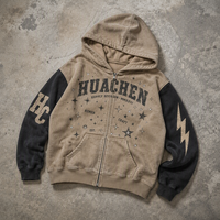 Sweat à capuche zippé personnalisé en molleton 380 GSM pour homme, 100 % coton, délavé à l'acide, impression DTG, strass, coupe oversize, style streetwear vintage, marque privée OEM