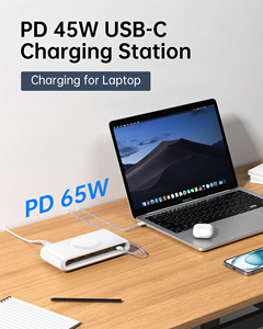 Magnetic Wireless Charger with 3 USB-A and 3 USB-C <b>Ports</b> Fast Charging for Smart Watch and 15W wireless Output Plastic <b>White</b> - Product Image 4