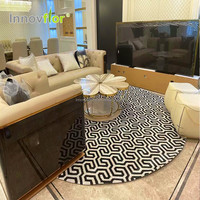 Tapis matelassé à la main de style européen, accessoire de salon, forme ronde, luxueux