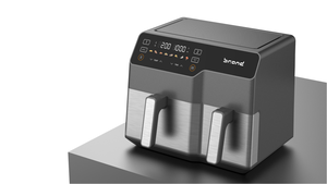 Freidora de aire eléctrica de acero inoxidable, cesta doble de 10L, sin humo, antiadherente, doble olla, <span class=keywords><strong>2023</strong></span> - Product Image 3