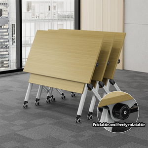 Table de réunion pliable en bois pour bureau, salle de réunion, étude, formation, avec chaise intégrée, fabriquée en Chine - Product Image 3