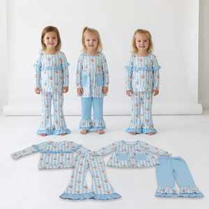 ชุดนอนเด็กผู้หญิงแขนยาวสีชมพูชุดเสื้อผ้าคริสต์มาส - Product Image 4