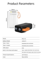 Station d'alimentation portable 30000mAh avec charge rapide 10W, écran LED, micro USB et Type-C, batterie Li-polymère.