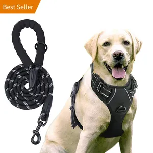OKKPETS Hot Sale K9 Training Harness Reflective Tough Adjustable Pet Dog Har Accessories Custom Leash No Pull Dog Harness Set
