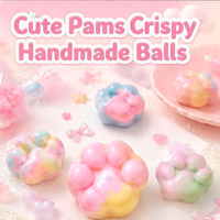 Balles anti-stress personnalisées, croustillantes, faites à la main, en forme de patte de chat, en TPR souple, jouets de décompression, 6 cm, emballage transparent