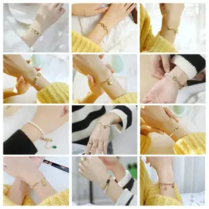 Rose vergoldet Kette Armband für Damen, benutzer definiertes Herz-Anhänger, Party-Schmuck, chinesische Fabrik