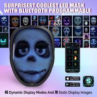 Masque LED à changement de visage par geste, connexion APP, éclairage multicolore, pour Halloween, soirées, bars, indice de protection IP33, garantie 1 an