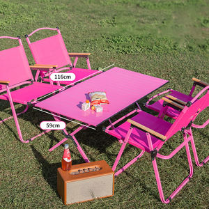 Chaise pliante de camping en métal coloré pour l'extérieur, rose, bleue, verte, chaise Kermit, ensembles table et chaises de pique-nique - Product Image 6