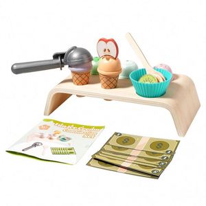Carrito de Helados de Madera para Niños, Juguete de Simulación de Cocina <span class=keywords><strong>con</strong></span> Helados, Cuchara y Menú - Product Image 6