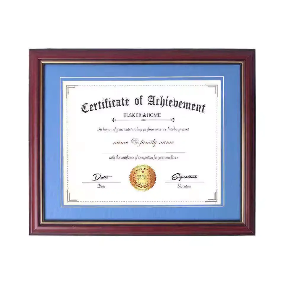 Aangepast Formaat Bruin Rood Kleur Massief Hout Document Afbeelding A4 Certificaat Diploma Frames Voor Decoratie