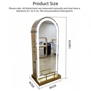 Mueble de Estación de Peluquería, Diseño Moderno en Acero Inoxidable, Ecológico y Duradero, Espejo LED de Doble Cara con Almacenamiento - Product Image 2