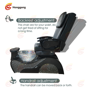 เก้าอี้บัลลังก์ทำเล็บเท้าหรูหราสีดำพร้อมเครื่องนวดไฟฟ้าและแช่เท้า - Product Image 4