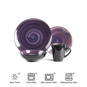 Semtember Promotion Purple Round Western Style Ceramic Plates Unique Design Ceramic Plate Microwave Safe Dinnerware Sets Home - Product Image 3