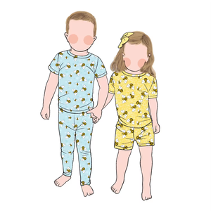 Conjunto de Pijamas de Bambú Ligeros y Frescos de Verano para Niños Little Glow Kid, de Alta Calidad, con Camiseta y Pantalones Cortos para Hermano y Hermana - Product Image 3