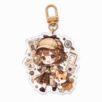 Porte-clés en acrylique personnalisé Chibi, fille joueuse de tennis vibrante, pendentif coloré lumineux pour les amateurs de tennis, cadeaux souvenirs
