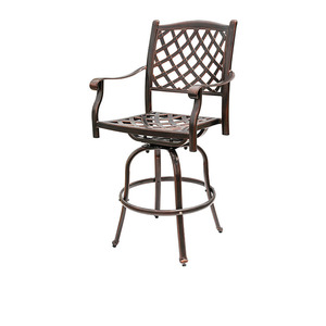 Chaise haute pivotante moderne en aluminium moulé, résistante aux UV, pour l'extérieur, les ensembles de salle à manger de jardin, les balcons, les cours, les hôtels, les appartements - Product Image 4