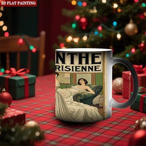 Mug en céramique noir givré 11oz, sensible à la chaleur, changeant de couleur, prêt pour la sublimation - Product Image 2