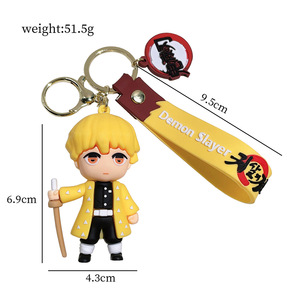 6 couleurs, mini figurines en caoutchouc PVC souple 3D, porte-clés pour les fans d'anime Demon Slayer <span class=keywords><strong>Kimetsu</strong></span> <span class=keywords><strong>No</strong></span> <span class=keywords><strong>Yaba</strong></span>, décoration de sac à dos - Product Image 2