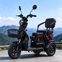 Sepeda Motor Roda Tiga Listrik Dengan Peredam Kejut Tebal, Garpu Depan, Motor Terpasang Belakang, Kendaraan Penumpang Rumah Tangga
