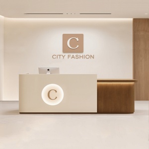 แผนกต้อนรับสำหรับร้านเสริมสวยและร้านทำผม-ไม้เนื้อแข็งทนทานเป็นมิตรกับสิ่งแวดล้อมมินิมอลแลคเกอร์เคาน์เตอร์บาร์เชิงพาณิชย์ - Product Image 2