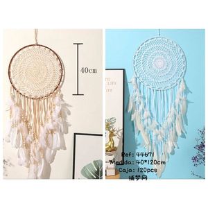 Acchiappasogni 40cm con Piume Bianche, Decorazione da Parete per la Casa - Product Image 1