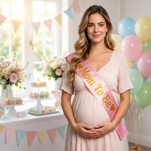 Cinta de satén estampada con estampado en caliente para futuras mamás, para Baby Shower y revelación de género, y insignia de hojalata para futuras mamás y futuros papás, decoraciones para fiestas - Product Image 4