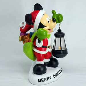 Scultura Decorativa Natalizia Vintage per Casa Statua di Topolino con Lanterna Luminosa in Resina Personaggio Cartone Animato Statuetta - Product Image 2